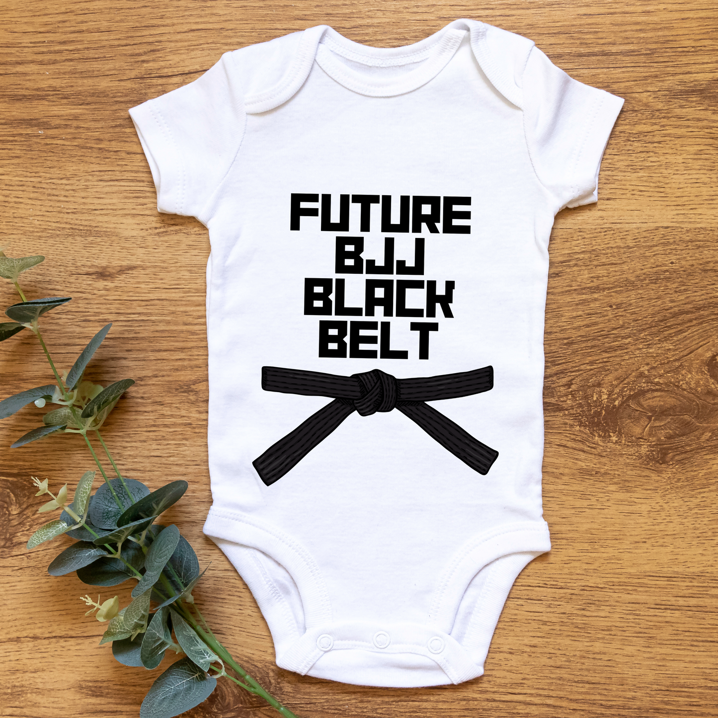 Future BJJ black belt baby romper vest